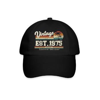 1975 Vintage Vintage Retro Geburtstagsgeschenk - Baseballkappe - Schwarz/Schwarz - Vorne