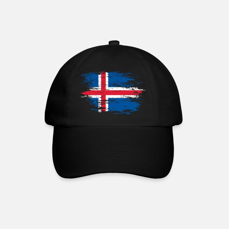 Island Flagge used - Baseballkappe - Schwarz/Schwarz