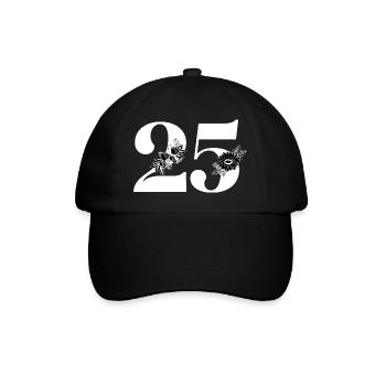 Number 25 Black Floral -25th Floral Anniversary - Baseball Cap - black/black - Front