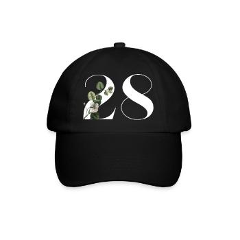 Nummer 28 Blumengrün -28. Geburtstag Blumen - Baseballkappe - Schwarz/Schwarz - Vorne