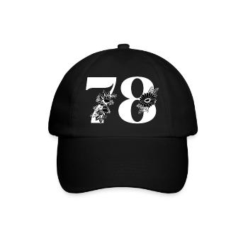 Nummer 78 Schwarze Blumen - 78. Blumengeburtstag - Baseballkappe - Schwarz/Schwarz - Vorne