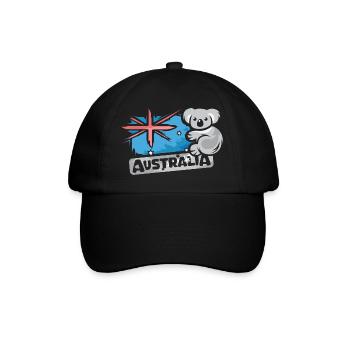 Australia Koala Comic Bear Nature Animal Logo Cartoon - Baseball Cap - black/black - Front