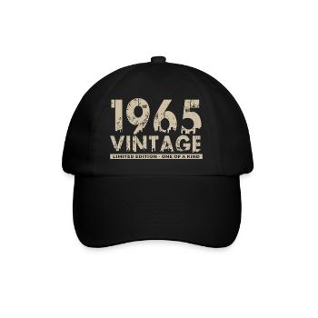 Jahrgang 1965 Bursdag - Unikat - Baseballkappe - Schwarz/Schwarz - Vorne