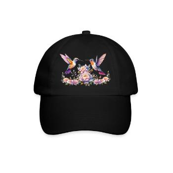 Aquarelle de colibri et de fleurs - Casquette classique - noir/noir - Devant
