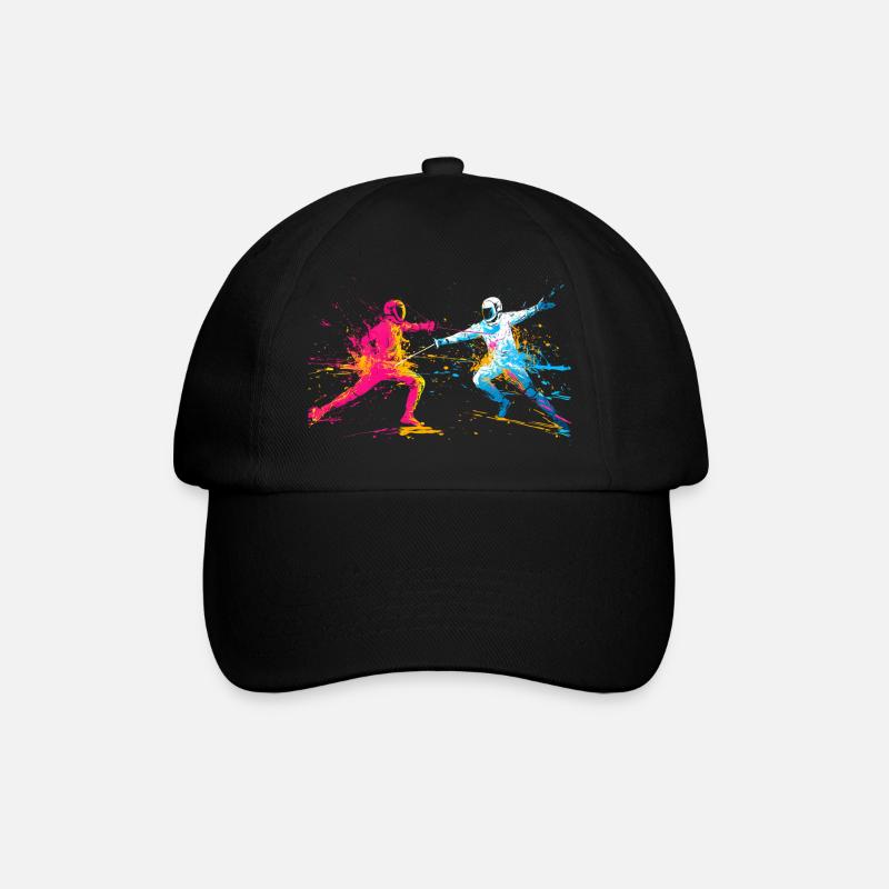 Buntes Fechten Fechter - Baseballkappe - Schwarz/Schwarz