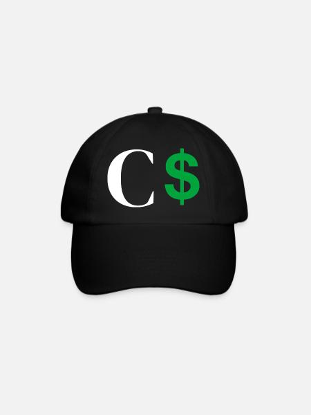 Buchstabe c Dollar - Baseballkappe - Schwarz/Schwarz