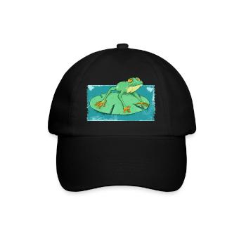 Cute geen frog in a pond - Baseball Cap - black/black - Front