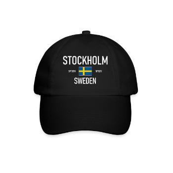 Stockholm - Suède - Sverige Coordonnées du drapeau - Casquette classique - noir/noir - Devant
