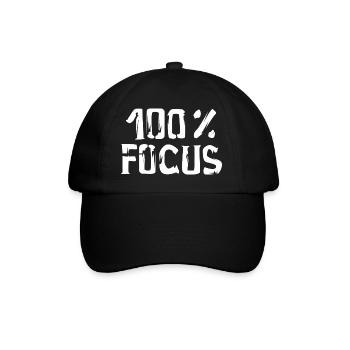 100% focus training - Sport Motivation - Baseballkappe - Schwarz/Schwarz - Vorne