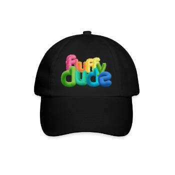 Fluffy Dude – Bunte 3D-Typografie mit plüschigem C - Baseballkappe - Schwarz/Schwarz - Vorne