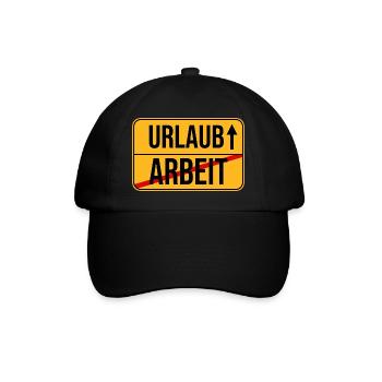 Urlaub Arbeit Wegweiser Design - Baseballkappe - Schwarz/Schwarz - Vorne