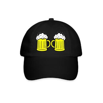 Bierglas Anstoßen - Baseballkappe - Schwarz/Schwarz - Vorne