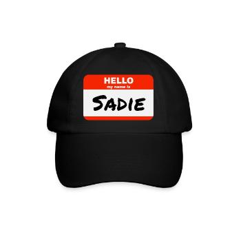 Hello My Name Is Sadie Label Name Tag - Baseball Cap - black/black - Front