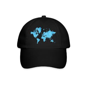 World Map Metallic Blue - Baseball Cap - black/black - Front