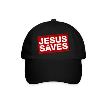 Jesus Rettet Spruch Christlich - Baseballkappe - Schwarz/Schwarz - Vorne