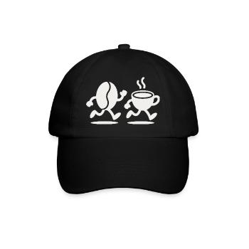 Koffein-Sprint: Bean & Cup Run - Baseballkappe - Schwarz/Schwarz - Vorne