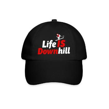 Life is Downhill Skiing Winter Sports Mountains - Baseball Cap - black/black - Front