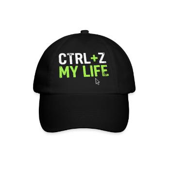 Developer Fun Shirt, CTRL + Z My Life  - Baseballkappe - Schwarz/Schwarz - Vorne