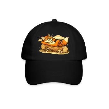 Chill fox in wooden trunk with sunglasses - Baseball Cap - black/black - Front