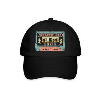 1986 40. Geburtstag - Baseballkappe - Schwarz/Schwarz - Vorne