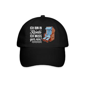 Ich bin in Rente ich muss gar nix mit Strandkorb  - Baseballkappe - Schwarz/Schwarz - Vorne