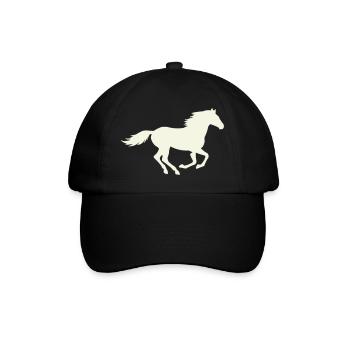 Springender Hengst Silhouette - Baseballkappe - Schwarz/Schwarz - Vorne