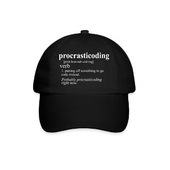 Procrasticode Typography - Baseball Cap - black/black - Front
