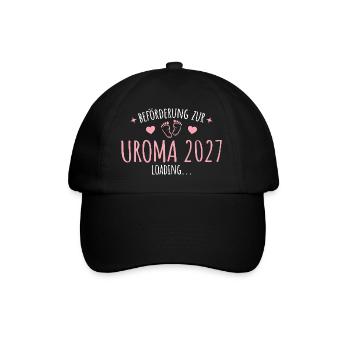 Schwangerschaft Verkünden Uroma 2027 - Baseballkappe - Schwarz/Schwarz - Vorne