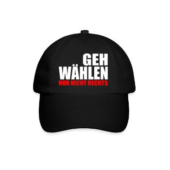 Geh wählen - Baseballkappe - Schwarz/Schwarz - Vorne