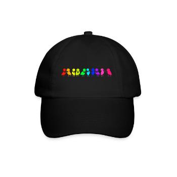 colorful row of birds ravens - Baseball Cap - black/black - Front
