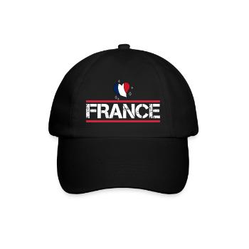 FRANKREICH Flagge und Emblem von Frankreich. Ertragen - Baseballkappe - Schwarz/Schwarz - Vorne