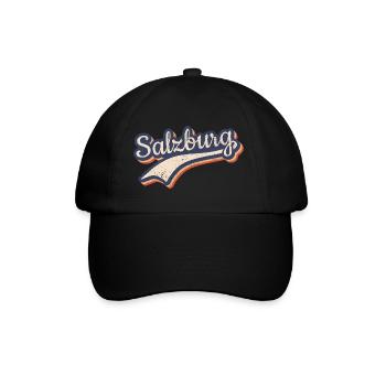 Österreich Salzburg Vintage Retro Typografie - Baseballkappe - Schwarz/Schwarz - Vorne