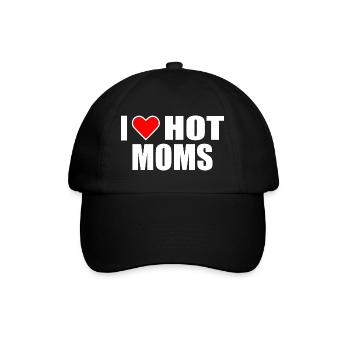 I love hot moms - Baseballkappe - Schwarz/Schwarz - Vorne