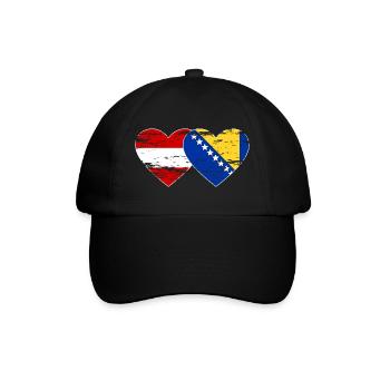 Bosnia Austria flag heart used - Baseball Cap - black/black - Front