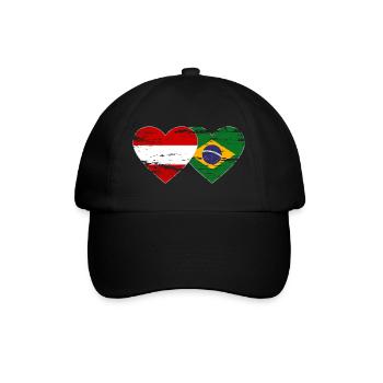 Austria Brazil Flag Heart Used - Baseball Cap - black/black - Front