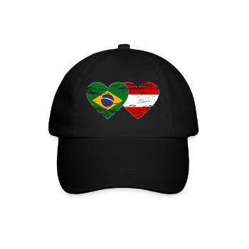 Brazil Austria Flag Heart Used - Baseball Cap - black/black - Front