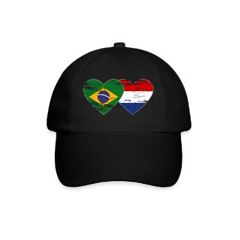 Brazil Holland Flag Heart Used - Baseball Cap - black/black - Front