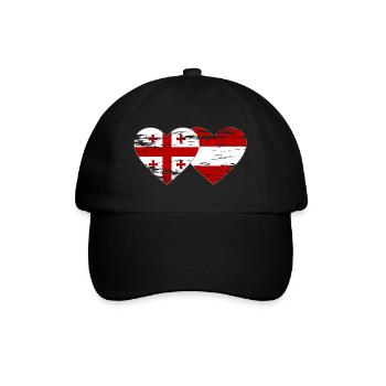 Georgia Austria Flag Heart Used - Baseball Cap - black/black - Front