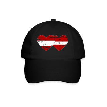 Autriche Lettonie drapeau coeur utilisé - Casquette classique - noir/noir - Devant