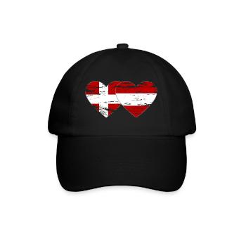 Denmark Austria Flag Heart Used - Baseball Cap - black/black - Front