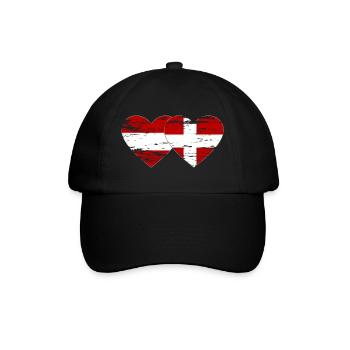 Autriche Danemark drapeau coeur utilisé - Casquette classique - noir/noir - Devant