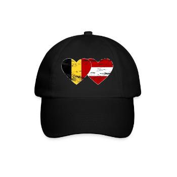 Belgium Austria Flag Heart Used - Baseball Cap - black/black - Front