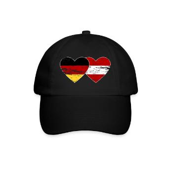 Germany Austria Flag Heart Used - Baseball Cap - black/black - Front