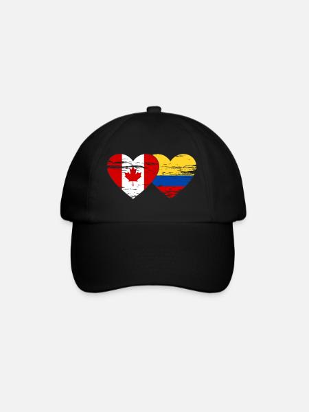 Kanada Kolumbien Flagge Herz used - Baseballkappe - Schwarz/Schwarz
