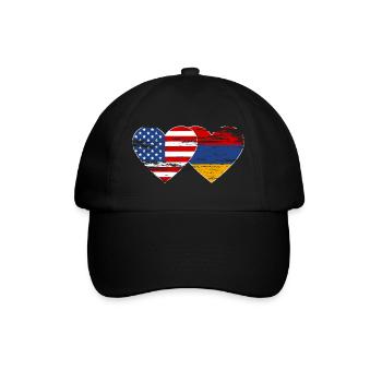 USA Arménie Drapeau Coeur Utilisé - Casquette classique - noir/noir - Devant