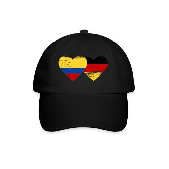Colombia Germany Flag Heart Used - Baseball Cap - black/black - Front