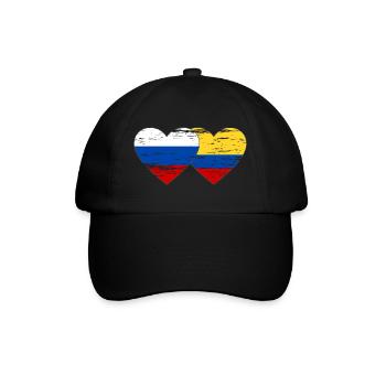 Russie Colombie drapeau coeur utilisé - Casquette classique - noir/noir - Devant