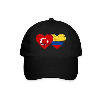 Turquie Colombie Drapeau Coeur Utilisé - Casquette classique - noir/noir - Devant