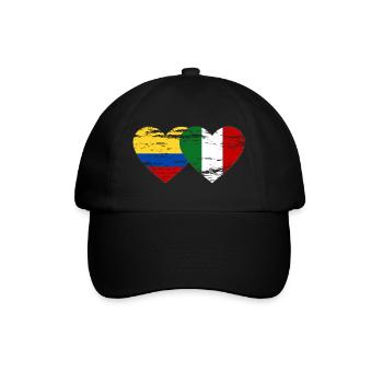 Colombia Italy Flag Heart Used - Baseball Cap - black/black - Front