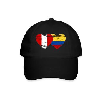 Peru Colombia flag heart used - Baseball Cap - black/black - Front